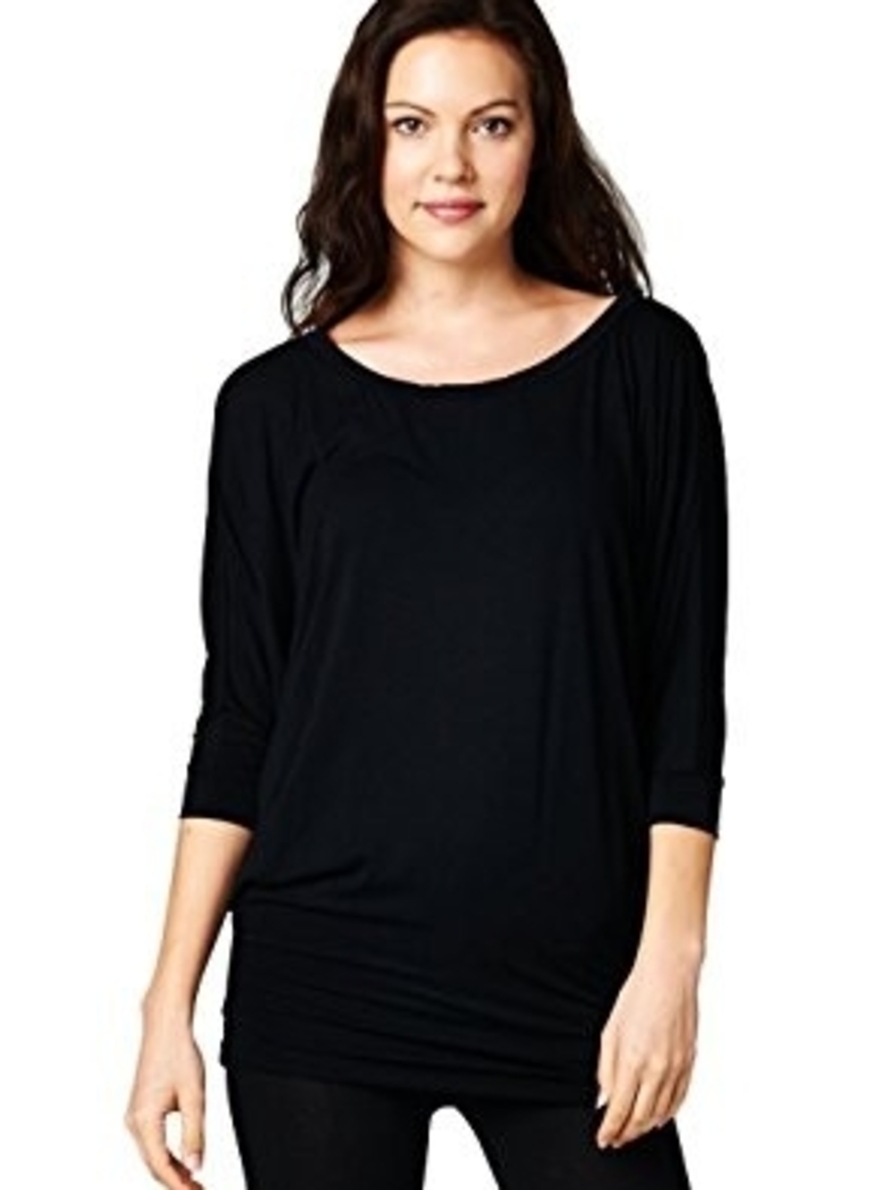 Alya Black Dolman-Sleeve Tunic Top